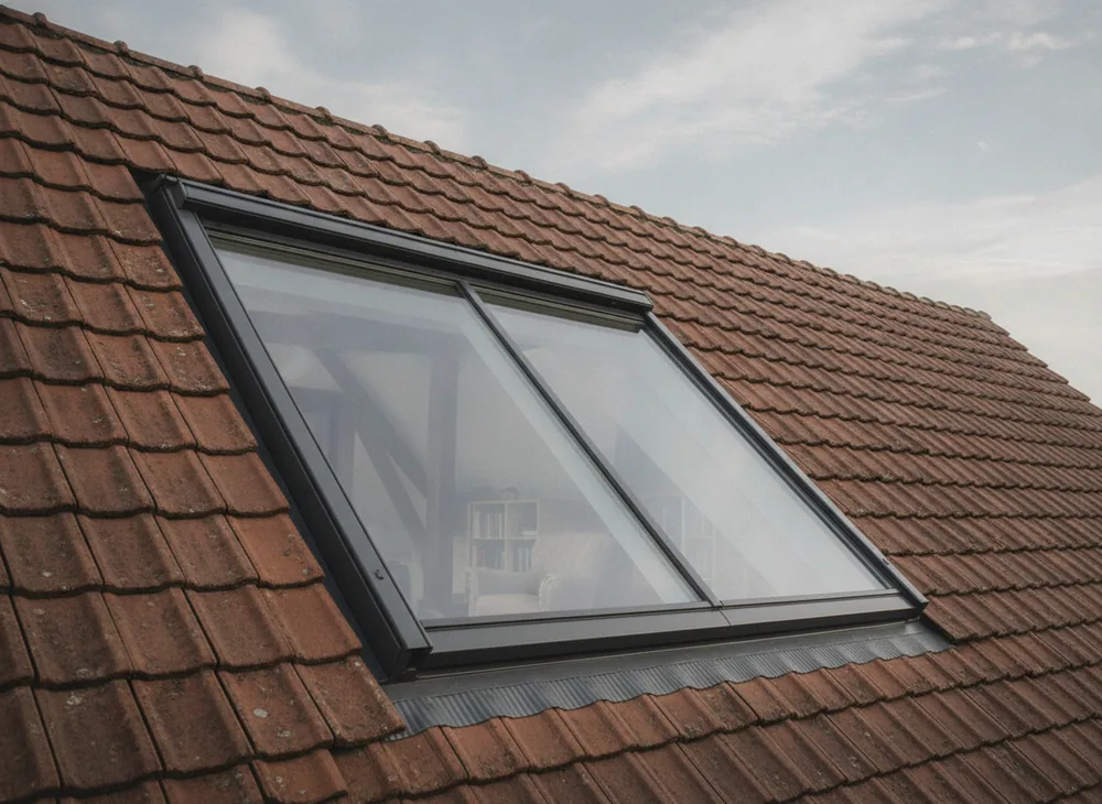 Fenêtre de toit posée dans un comble aménagé d’une maison rouennaise
