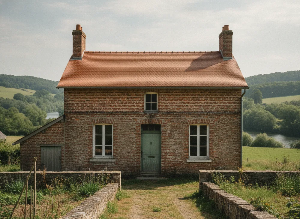 Maison ouvrière de Maromme dans la vallée du Cailly avec sa toiture neuve